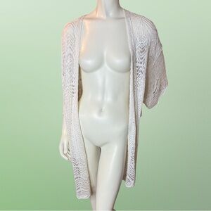 American Rag Cream Knit Boho Crochet Open Knit Cardigan